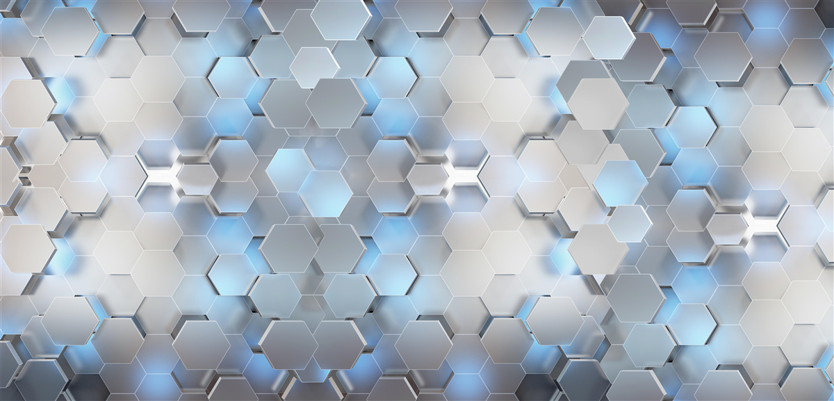 Papier peint perles bleues flottantes sur fond gris