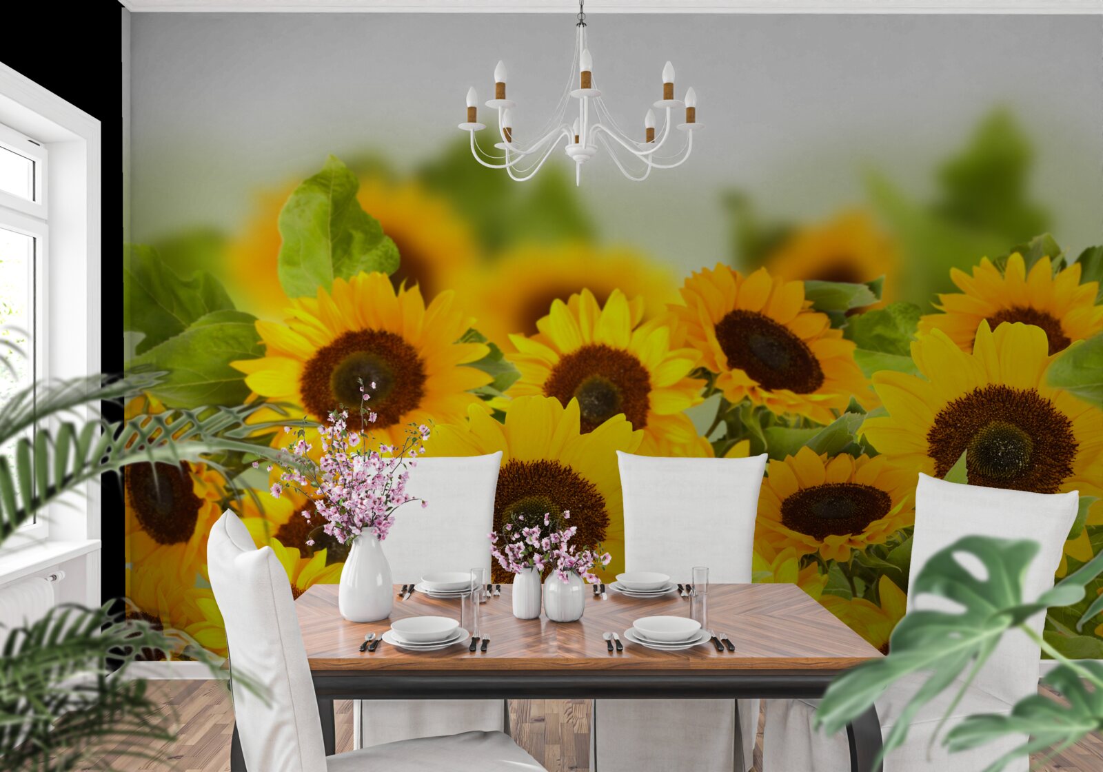 Papier peint un grand nombre de tournesols dorés