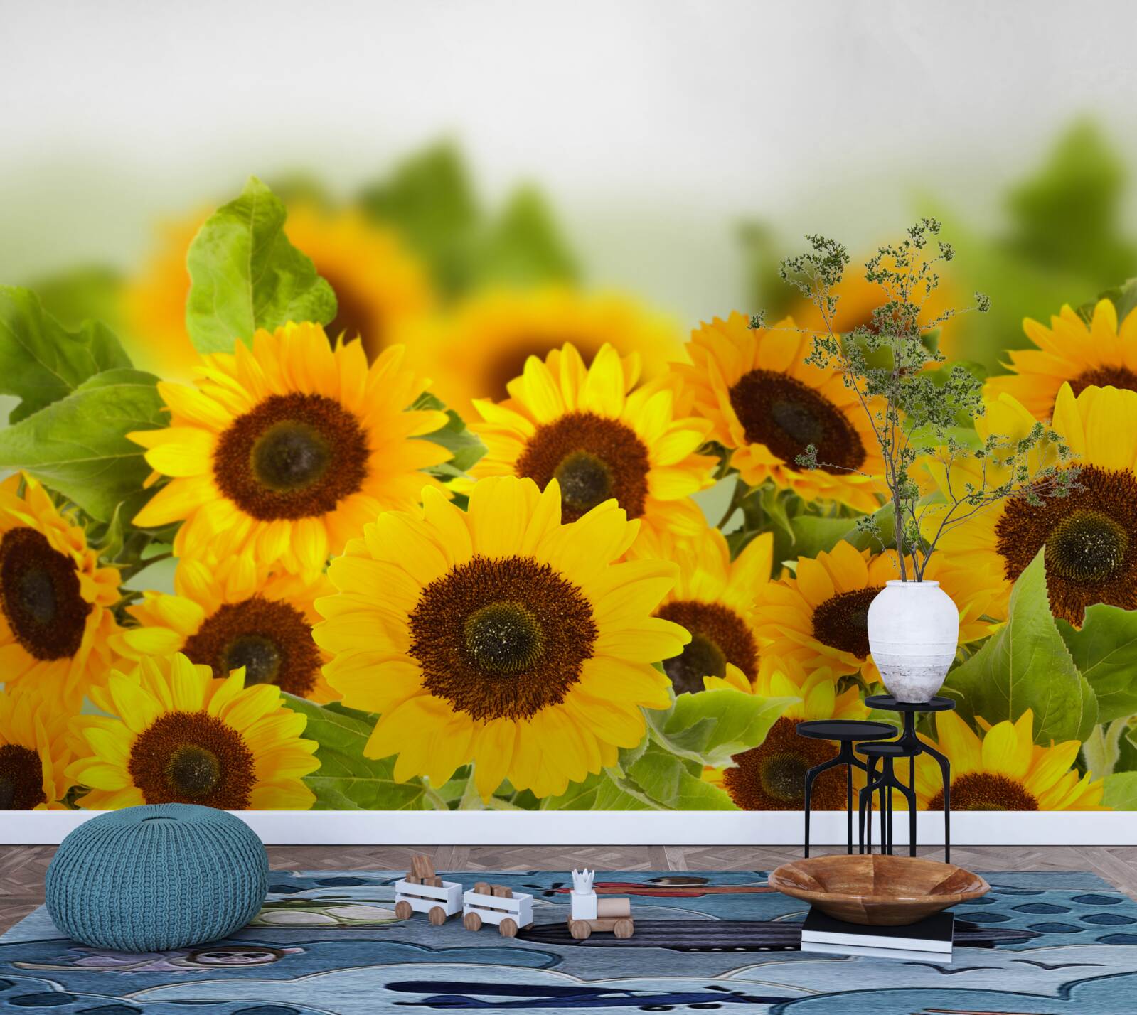 Papier peint un grand nombre de tournesols dorés