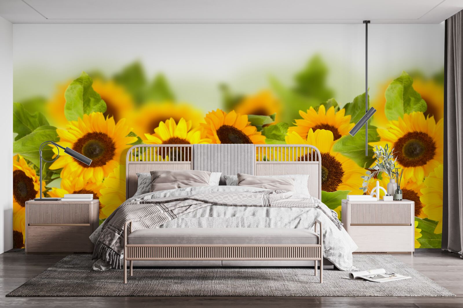 Papier peint un grand nombre de tournesols dorés