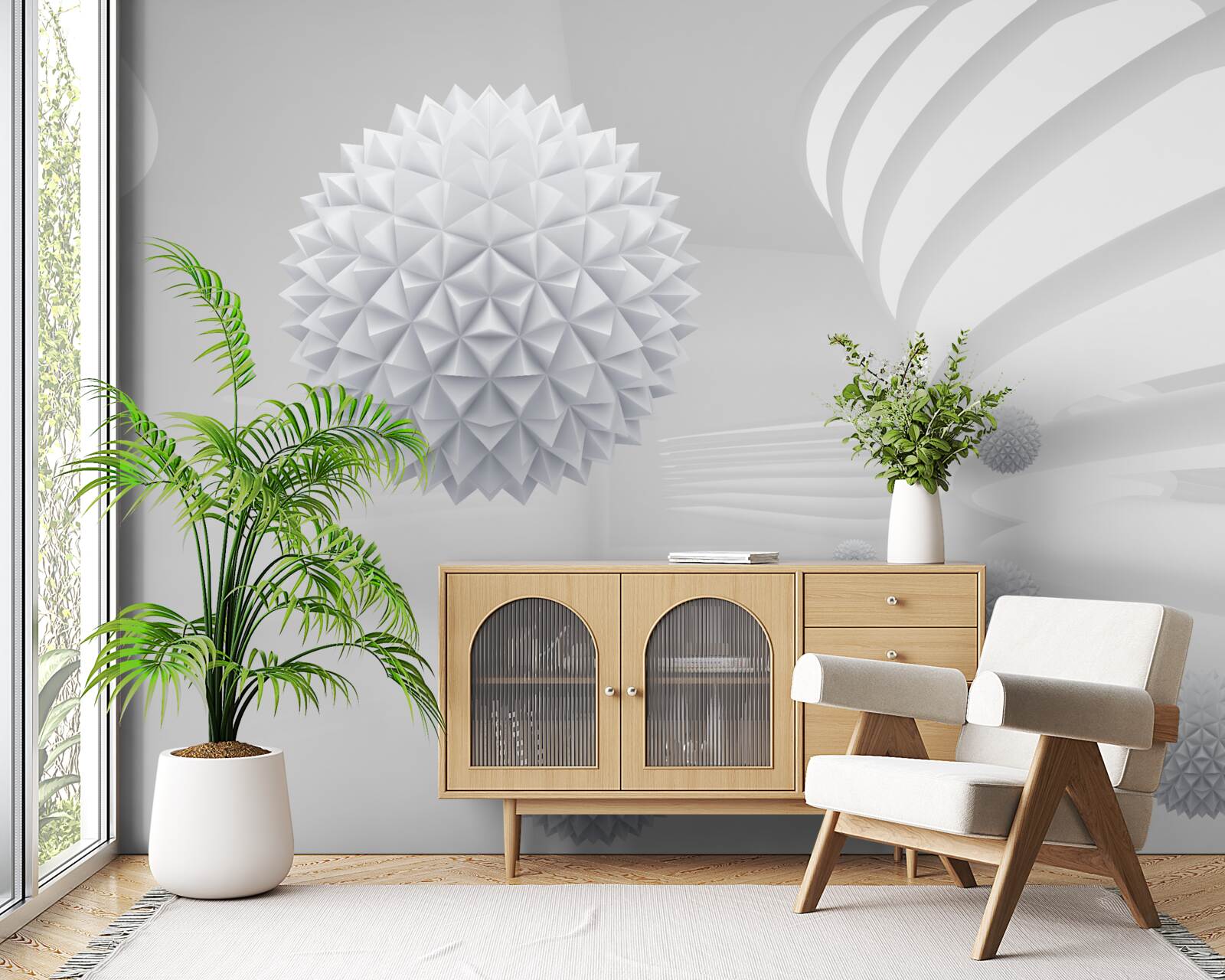 Papier peint des balles qui tournent autour du centre