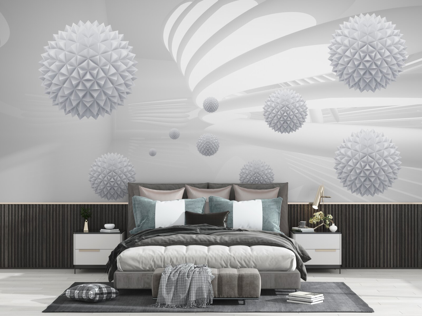 Papier peint des balles qui tournent autour du centre