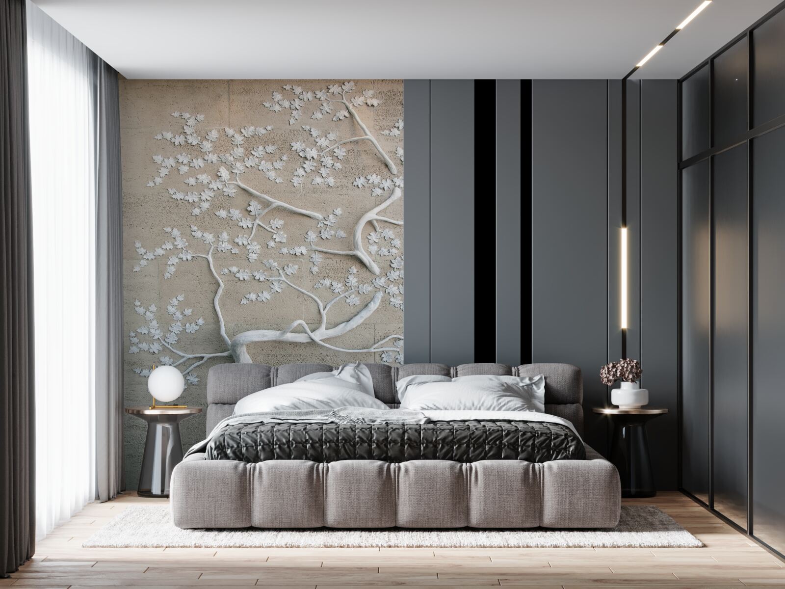 Papier peint arbre à sakura en fleurs