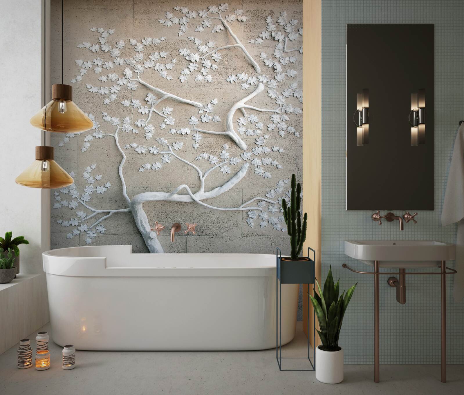 Papier peint arbre à sakura en fleurs