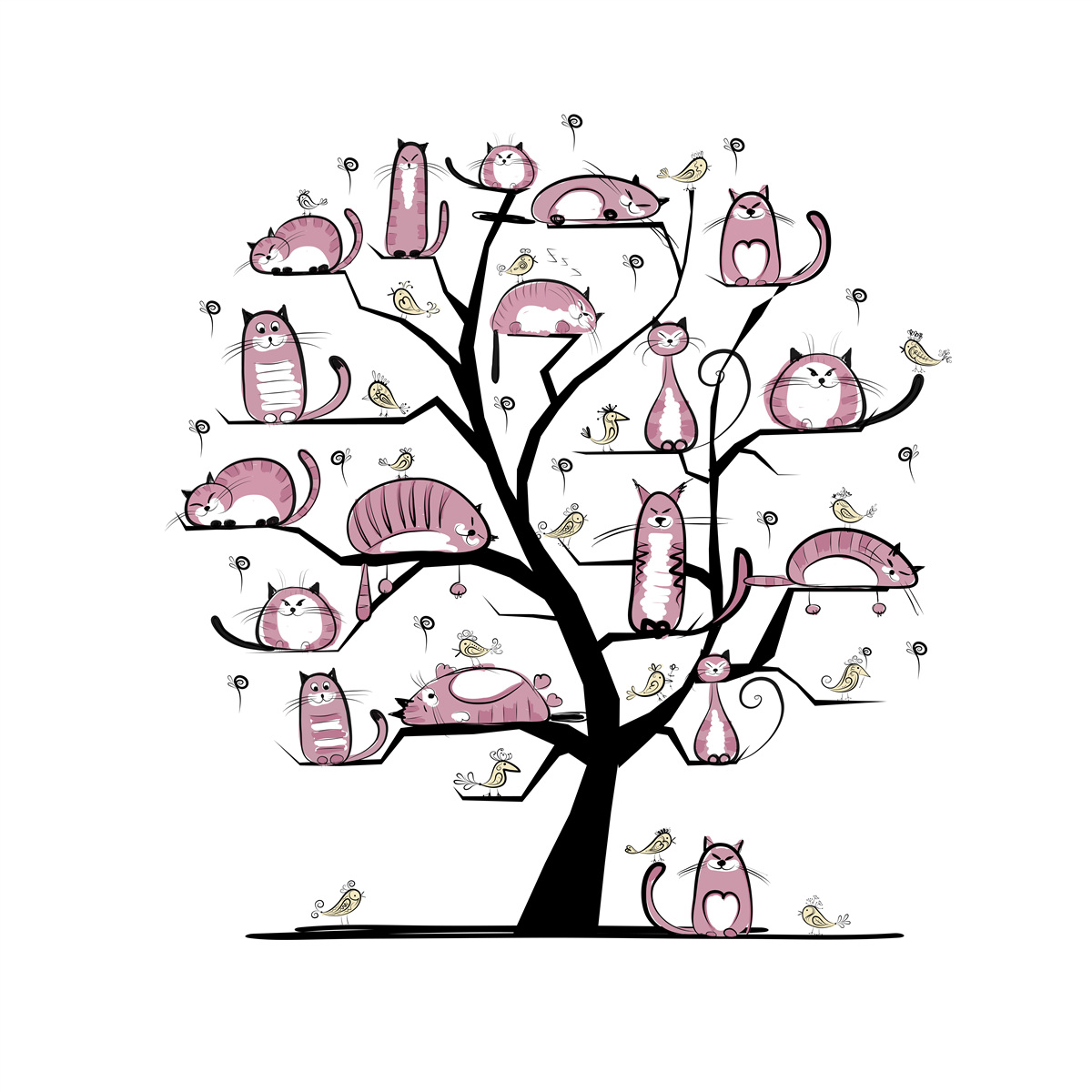 Papier peint arbre à chat