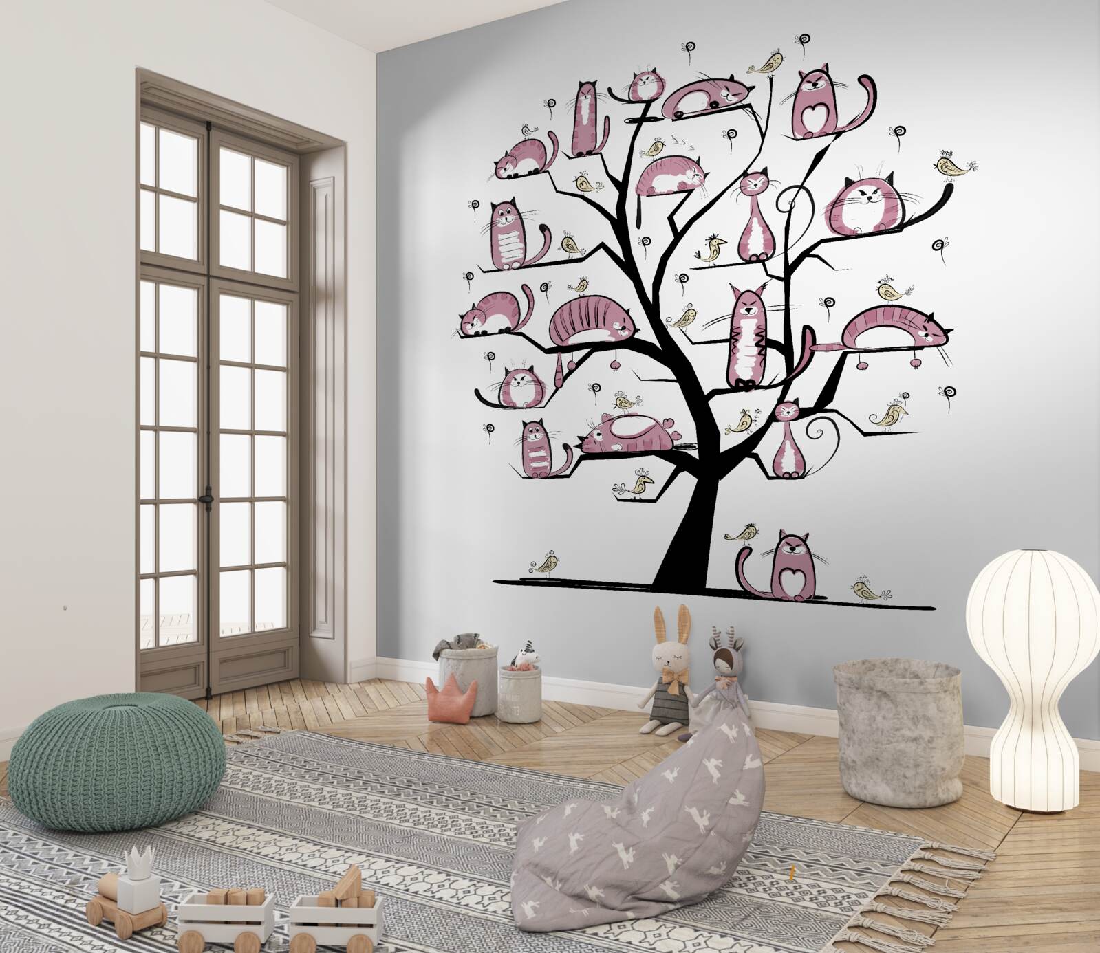 Papier peint arbre à chat