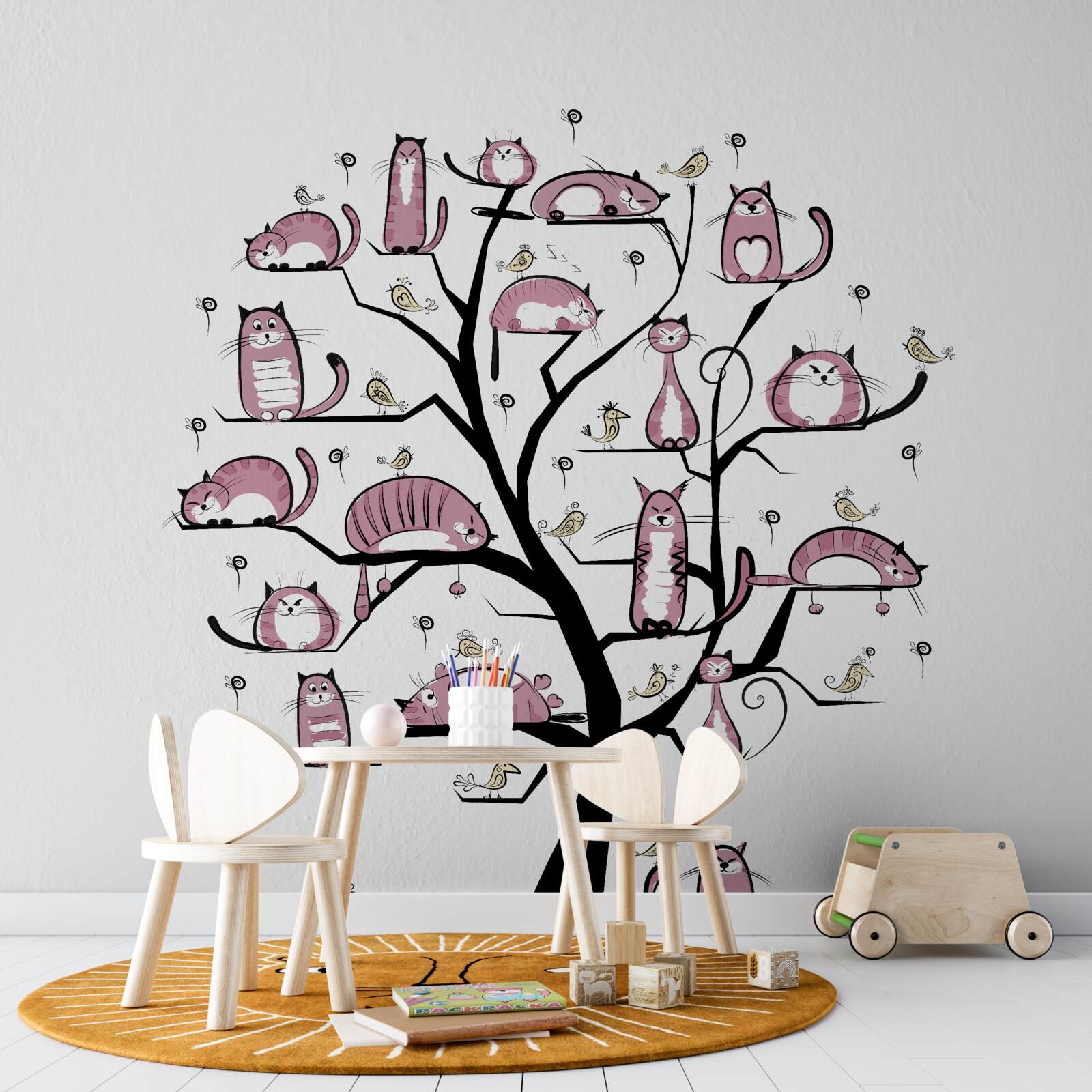 Papier peint arbre à chat