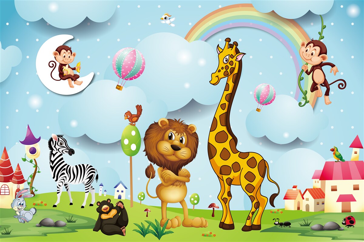 Papier peint animaux dans une prairie fraîche