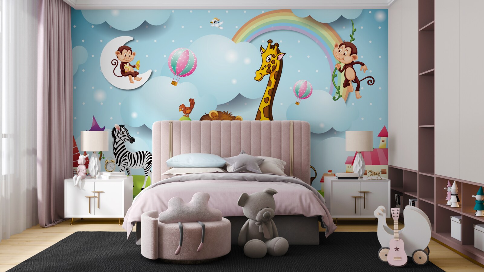 Papier peint animaux dans une prairie fraîche