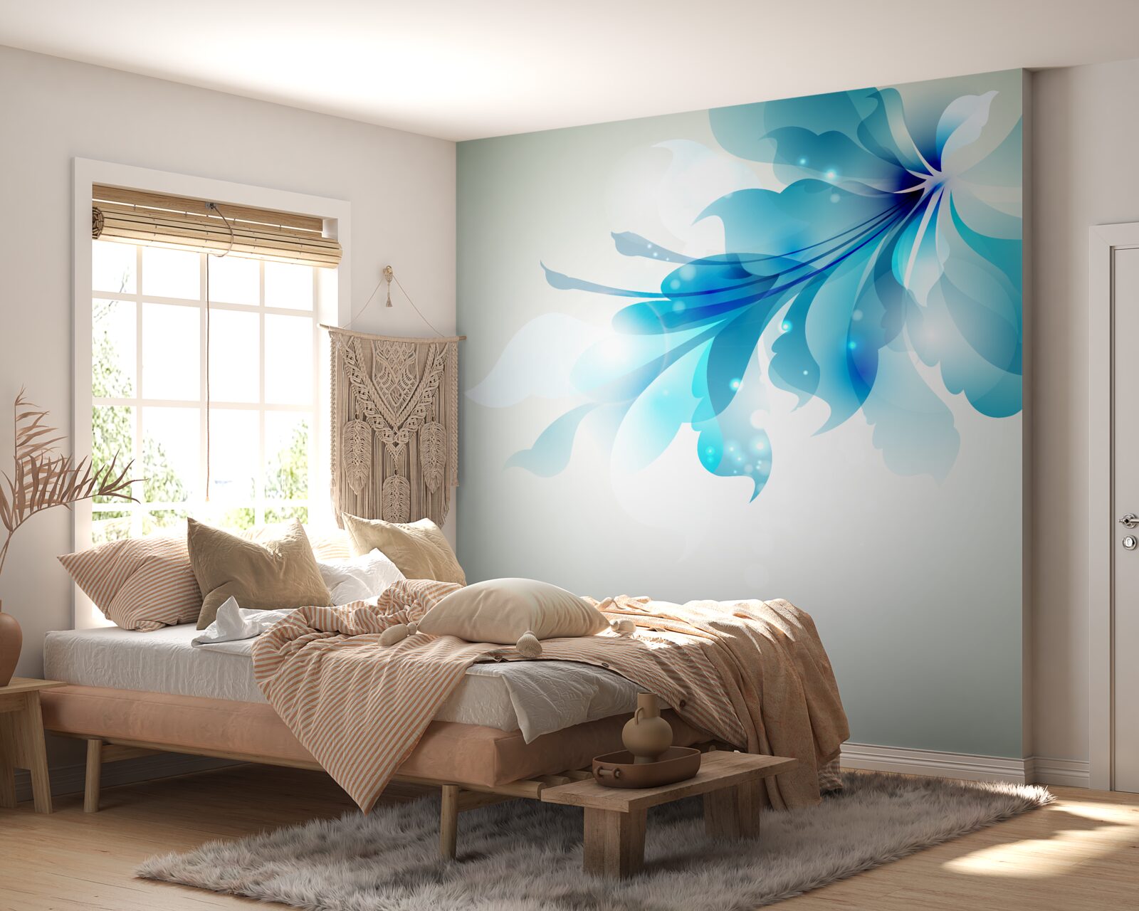 Papier peint grand beignet bleu