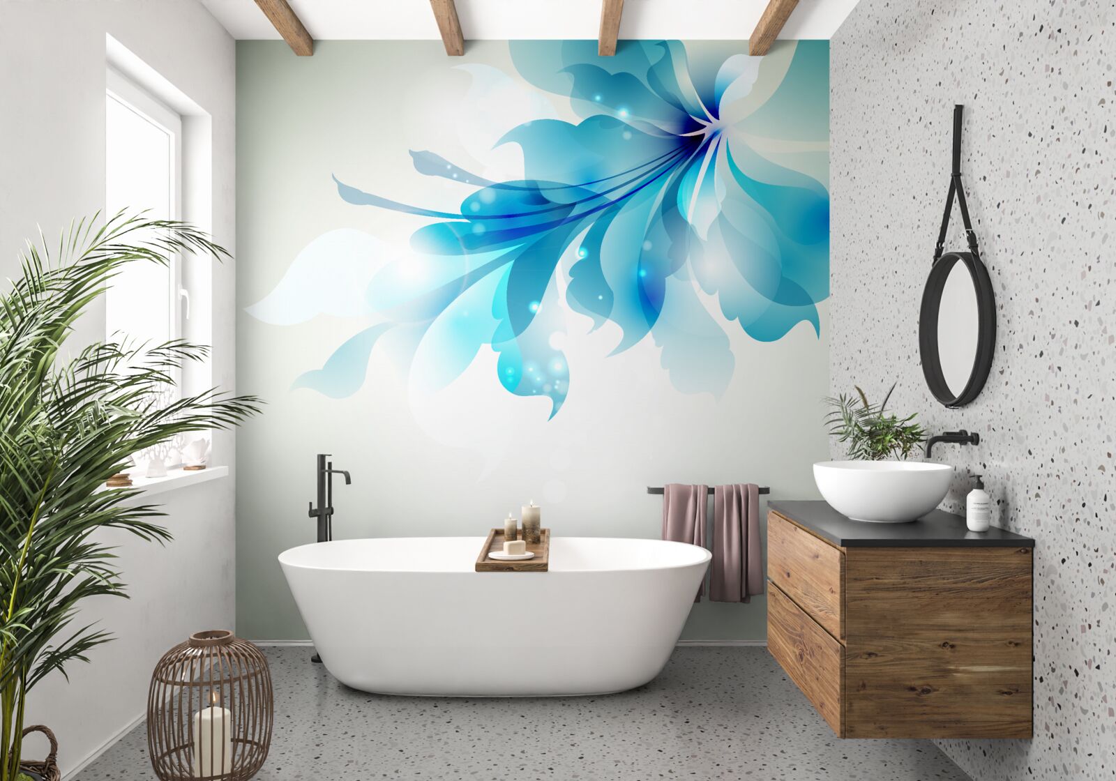 Papier peint grand beignet bleu