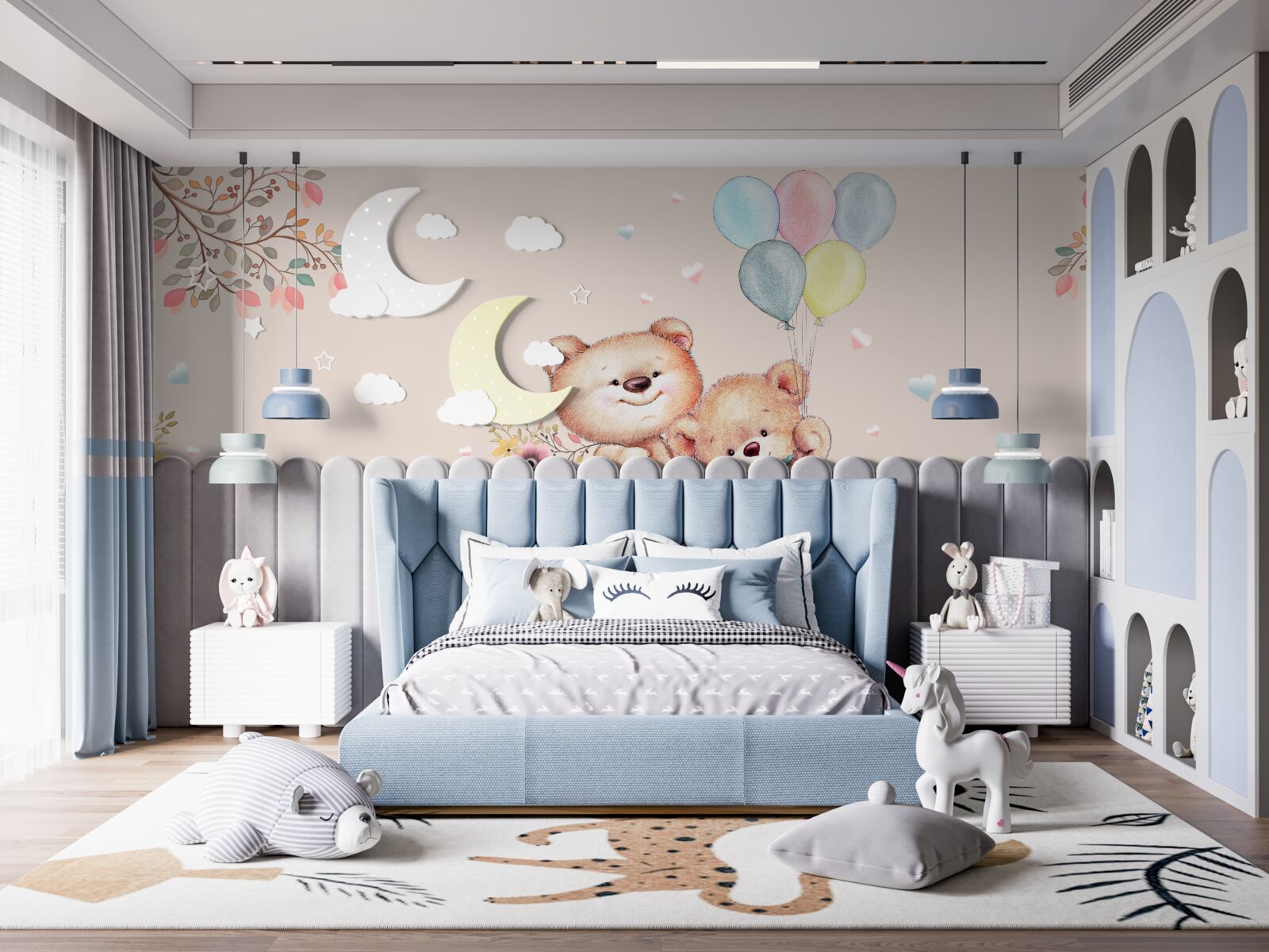 Papier peint ours avec des balles