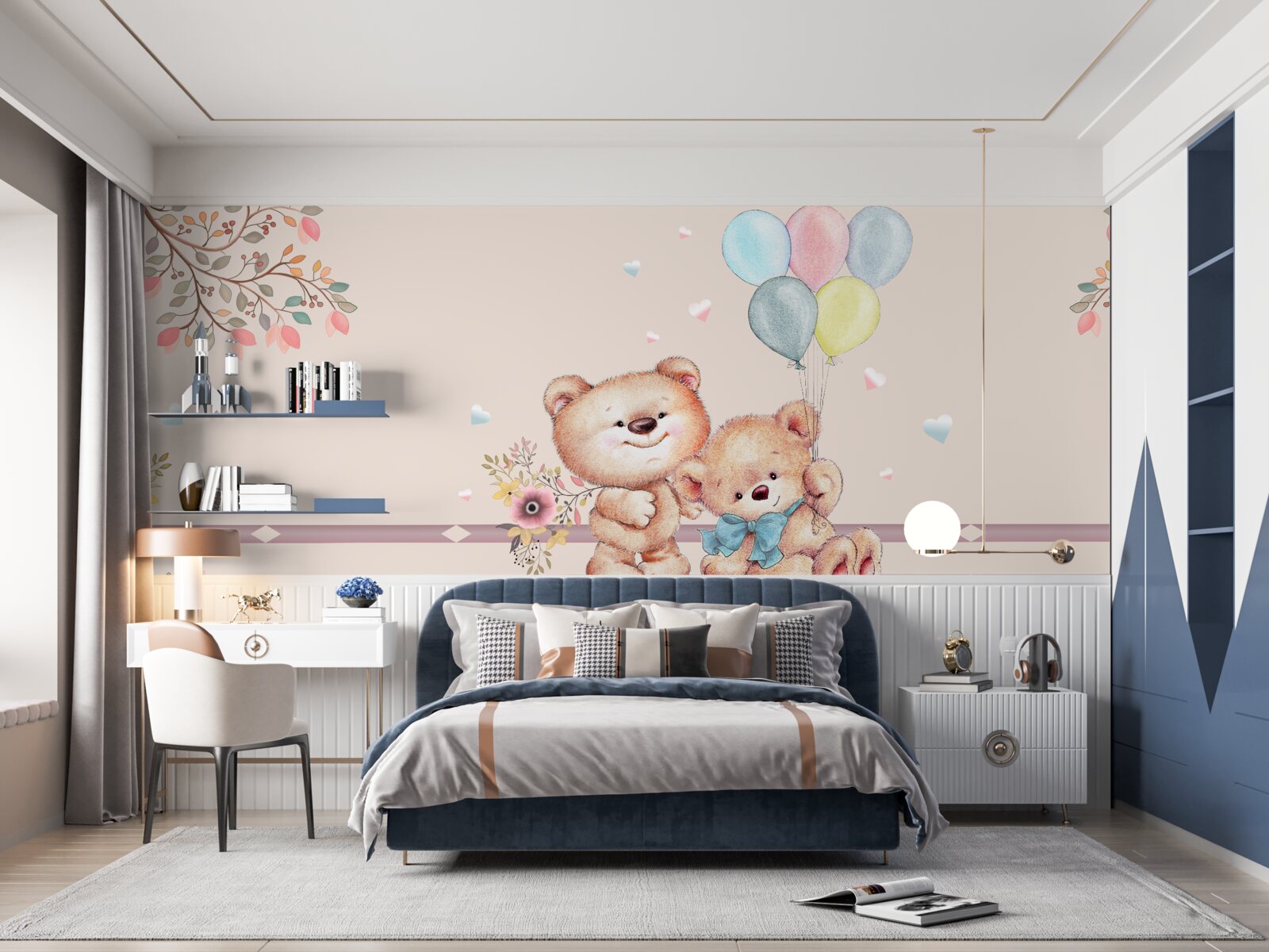 Papier peint ours avec des balles