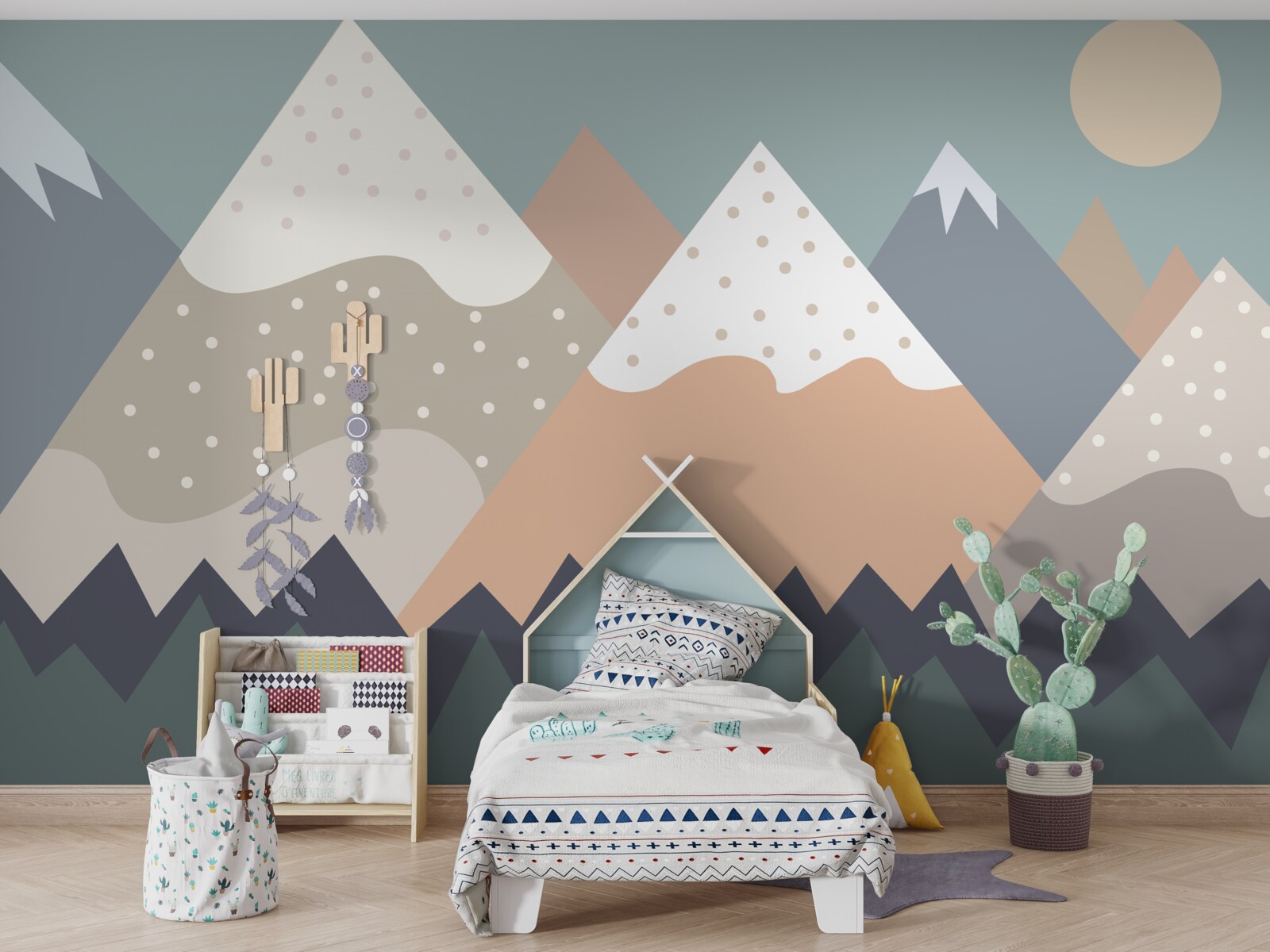 Papier peint les montagnes représentées en différentes couleurs