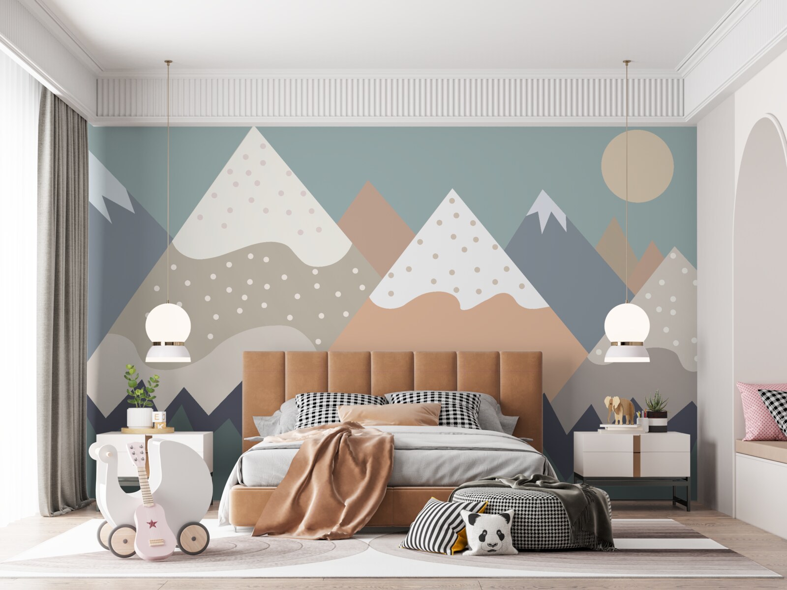 Papier peint les montagnes représentées en différentes couleurs