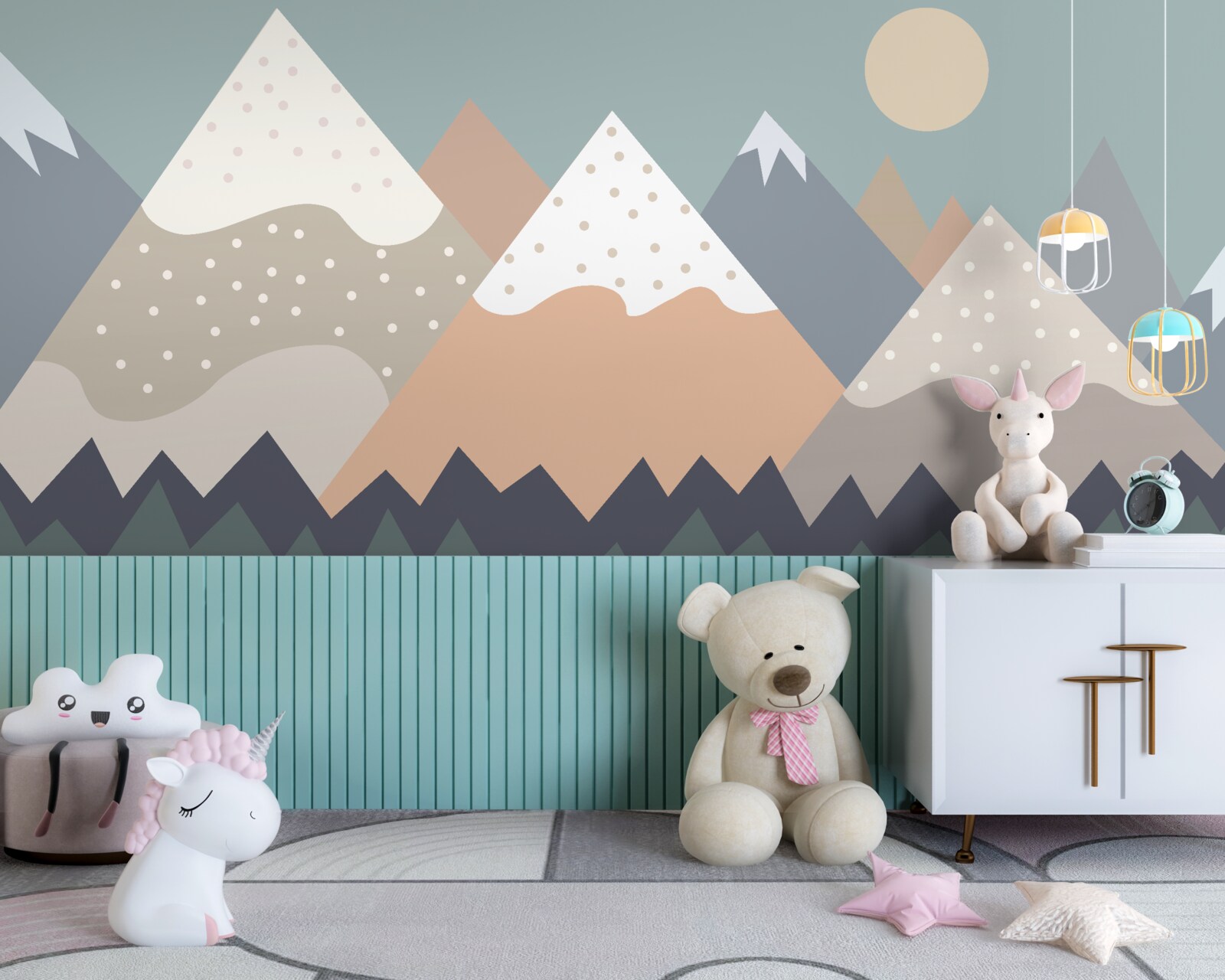 Papier peint les montagnes représentées en différentes couleurs