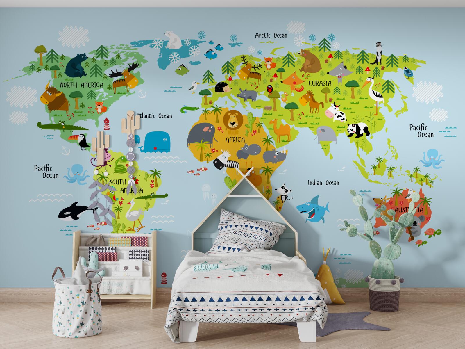 Papier peint carte du monde vibrante