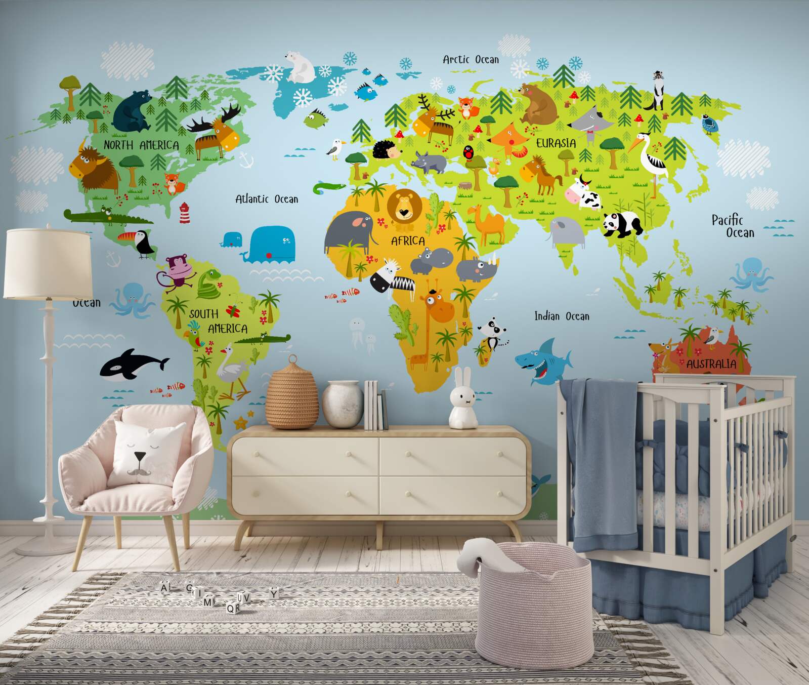 Papier peint carte du monde vibrante