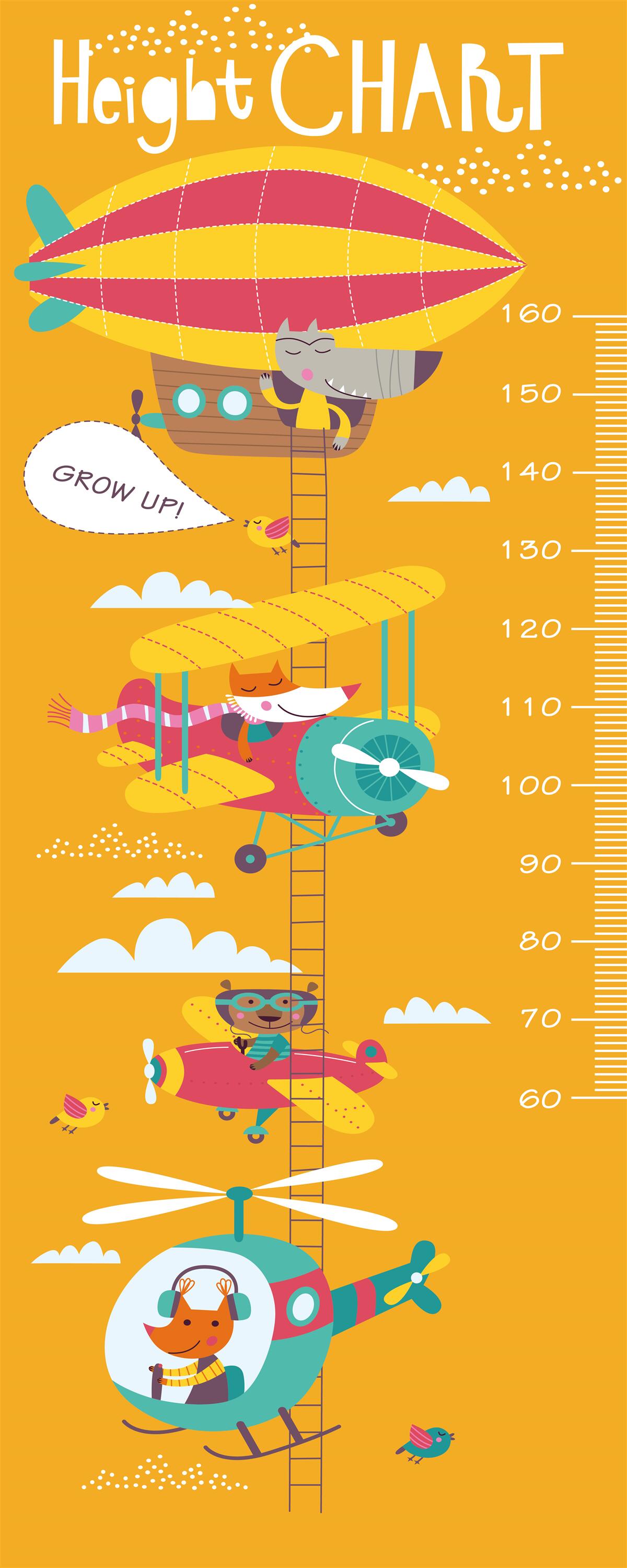 Papier peint échelle de mesure avec images d'animaux