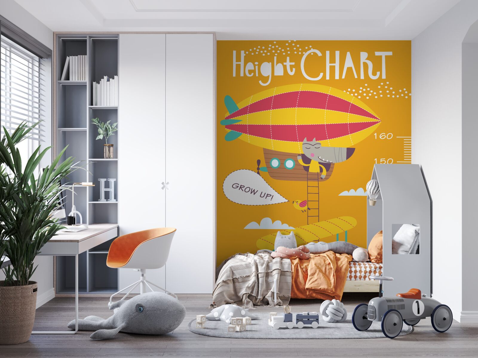 Papier peint échelle de mesure avec images d'animaux