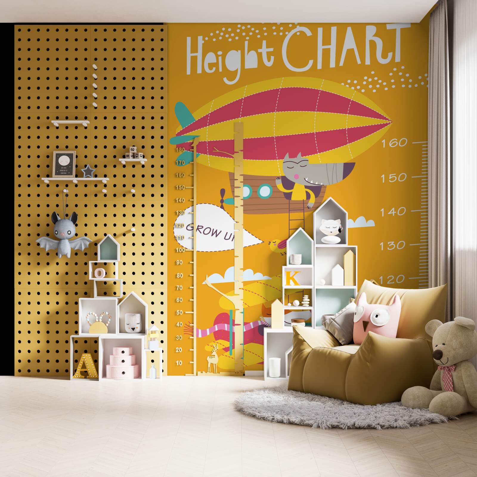 Papier peint échelle de mesure avec images d'animaux