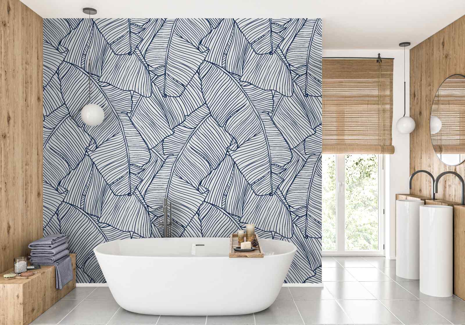 Papier peint image de feuilles bleues tropicales