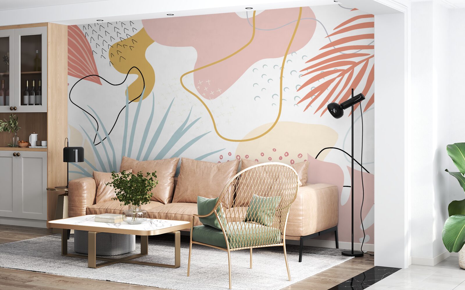 Papier peint flore tropicale en abstraction