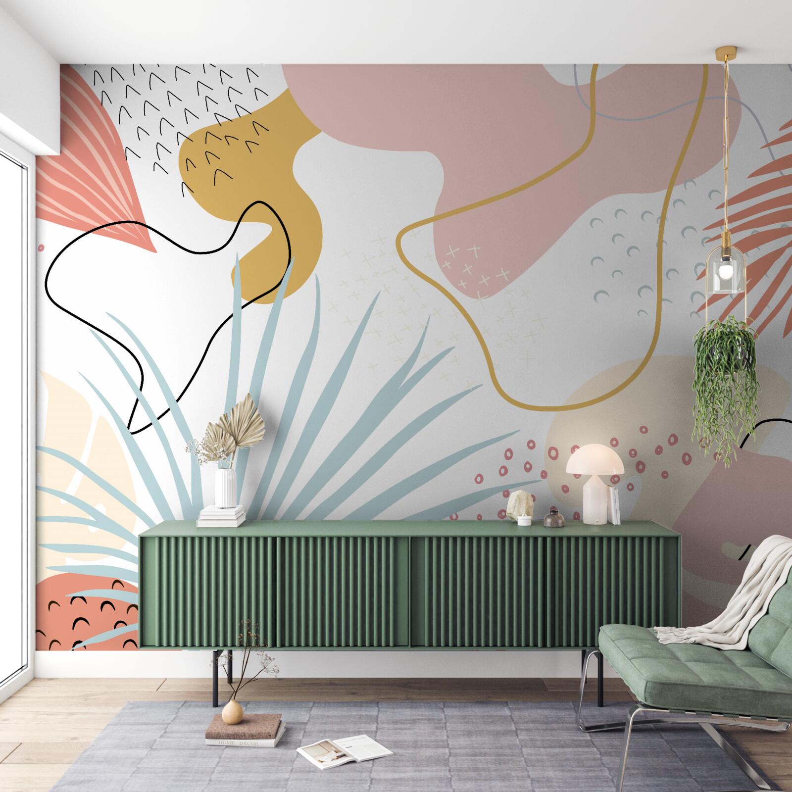 Papier peint flore tropicale en abstraction