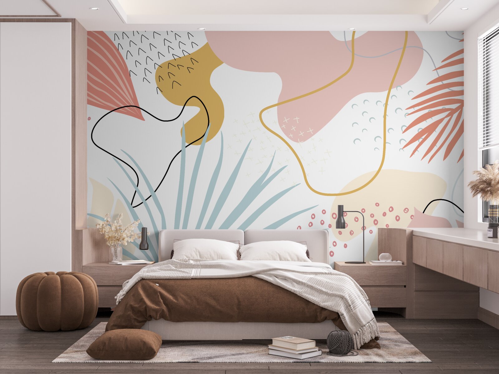 Papier peint flore tropicale en abstraction