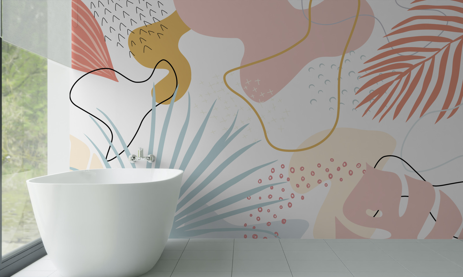 Papier peint flore tropicale en abstraction