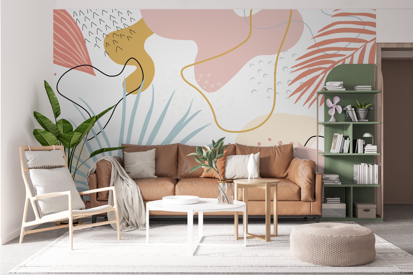 Papier peint flore tropicale en abstraction