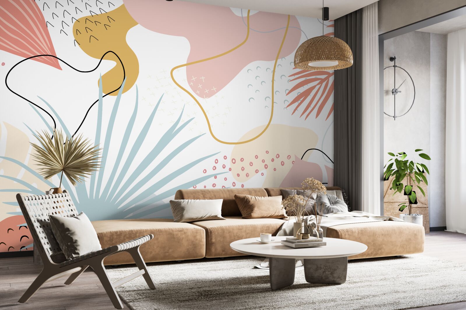 Papier peint flore tropicale en abstraction