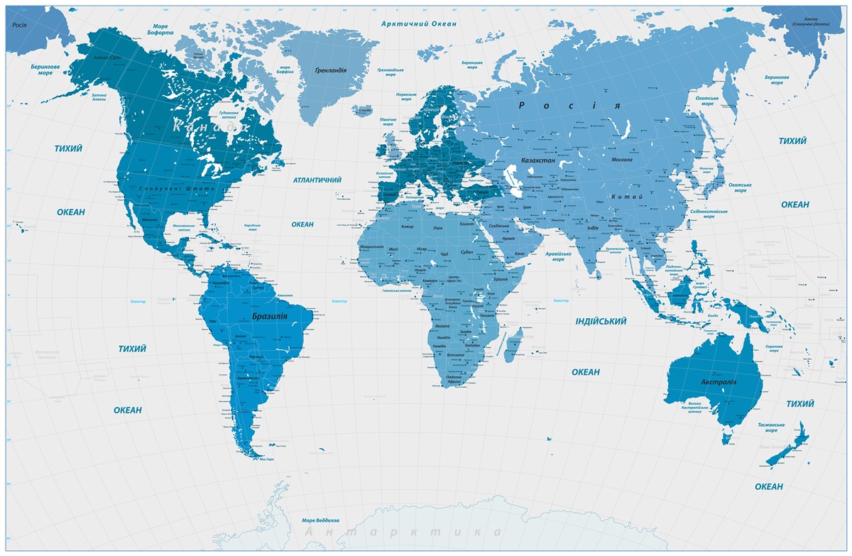 Papier peint carte du monde bleue