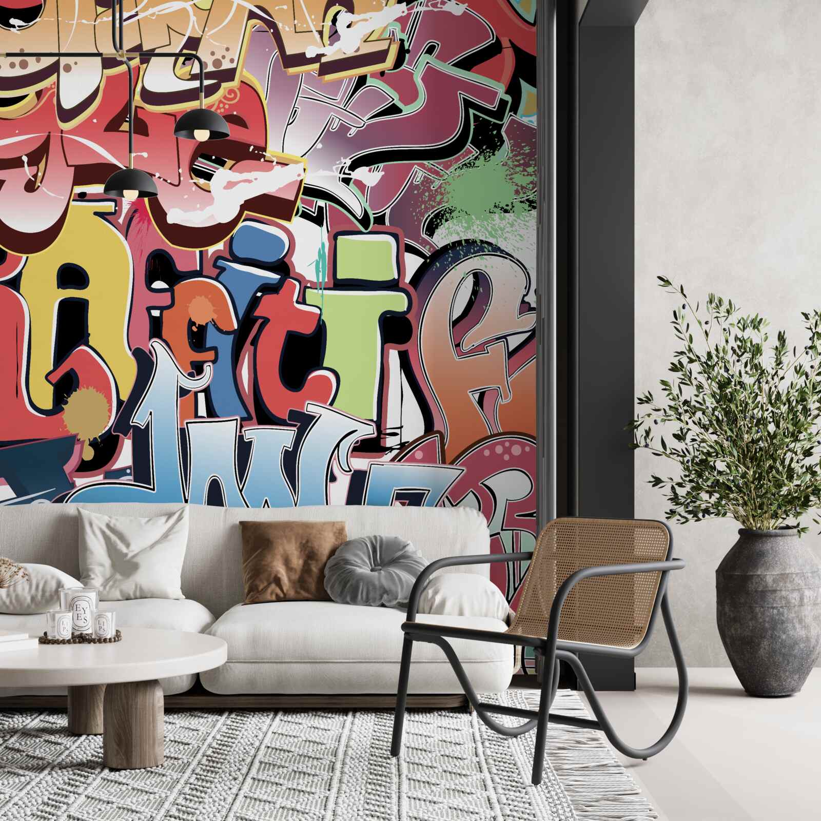 Papier peint lettrage graffiti en différentes couleurs