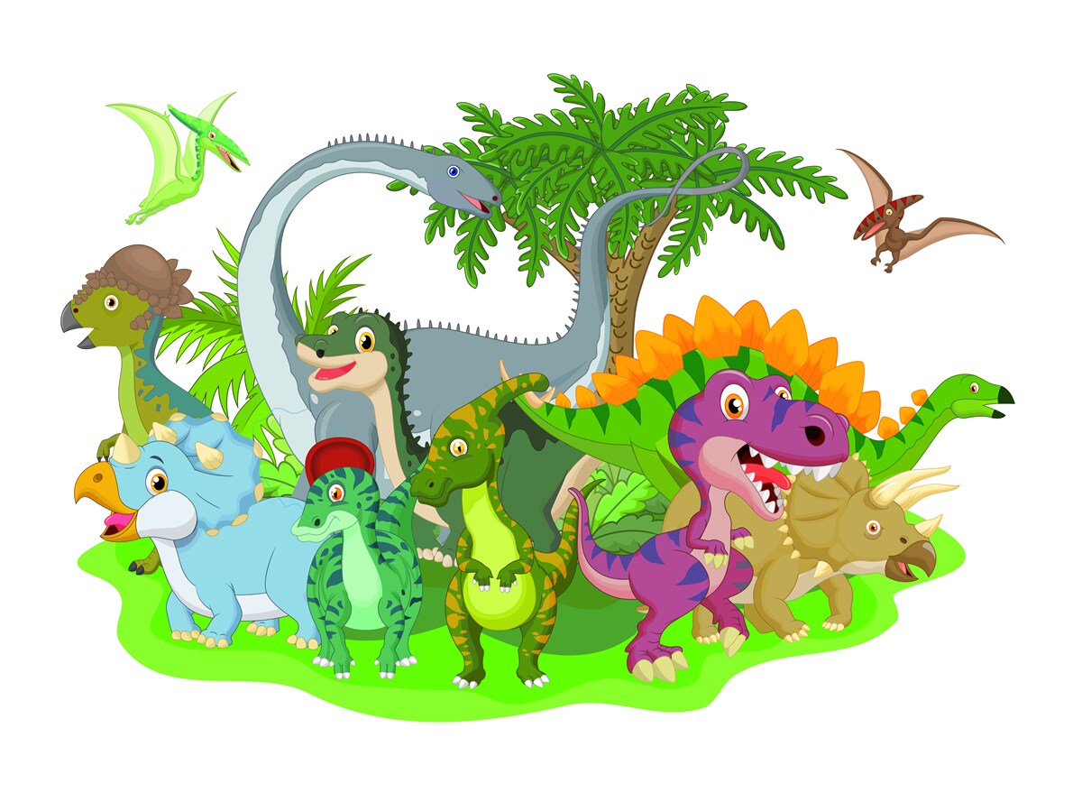 Papier peint dinosaures en dessin animé