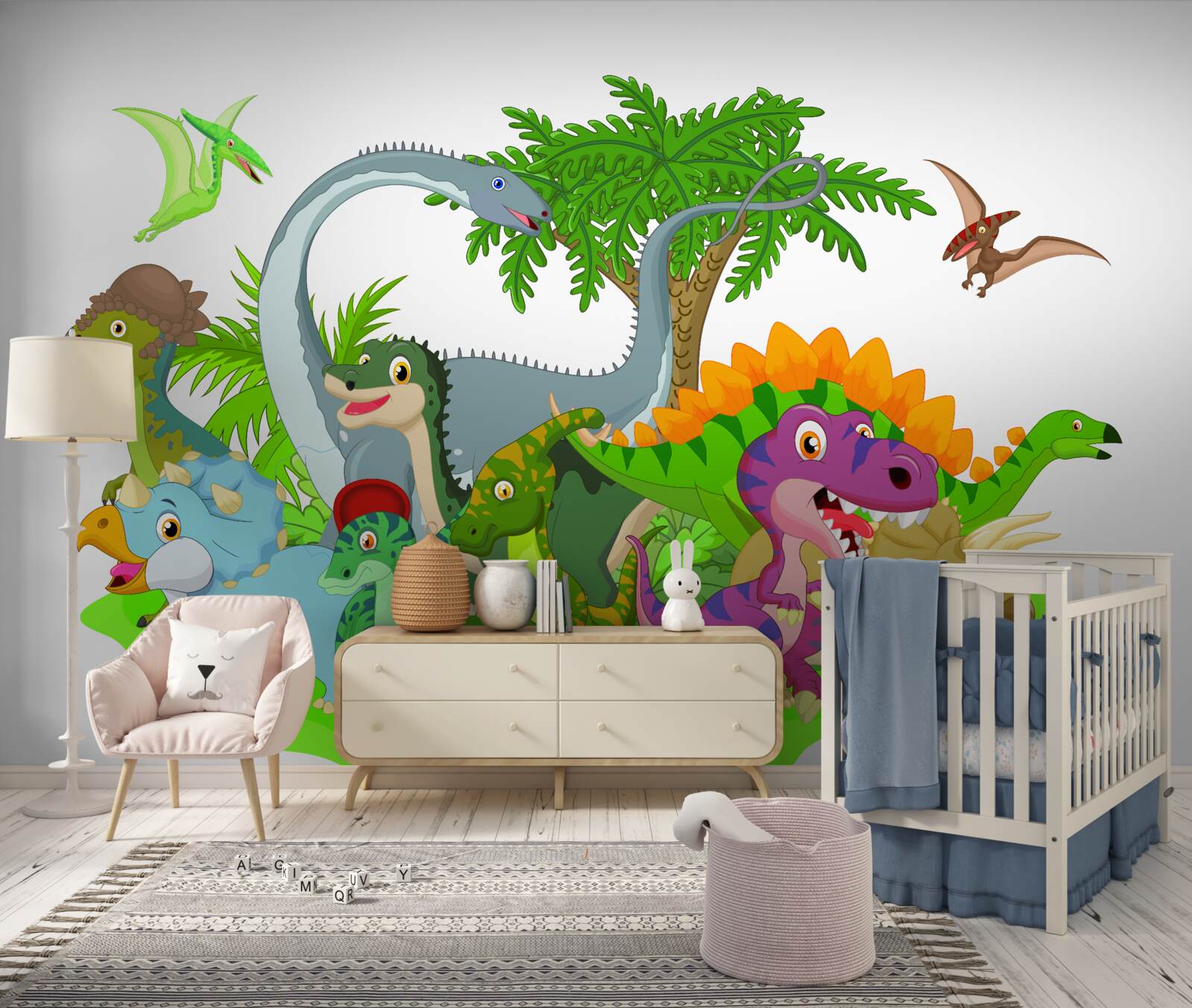 Papier peint dinosaures en dessin animé