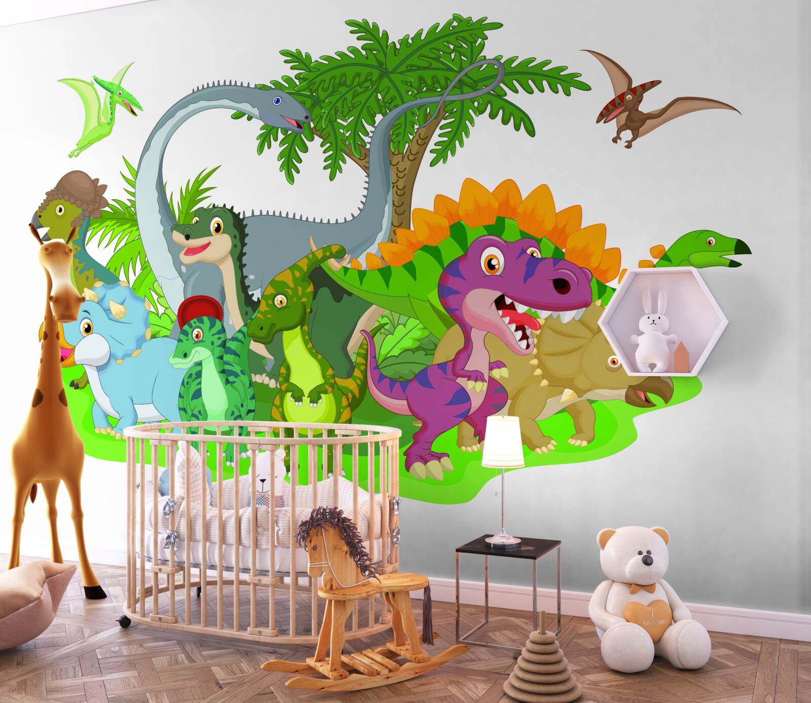 Papier peint dinosaures en dessin animé