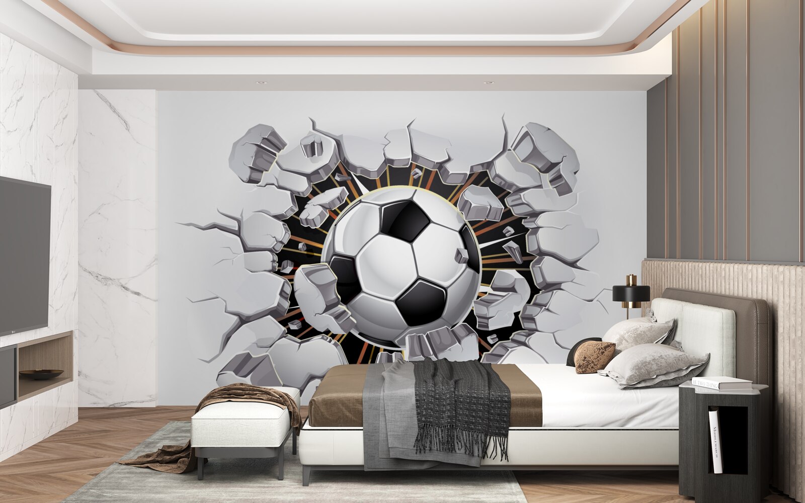 Papier peint football volant dans les airs