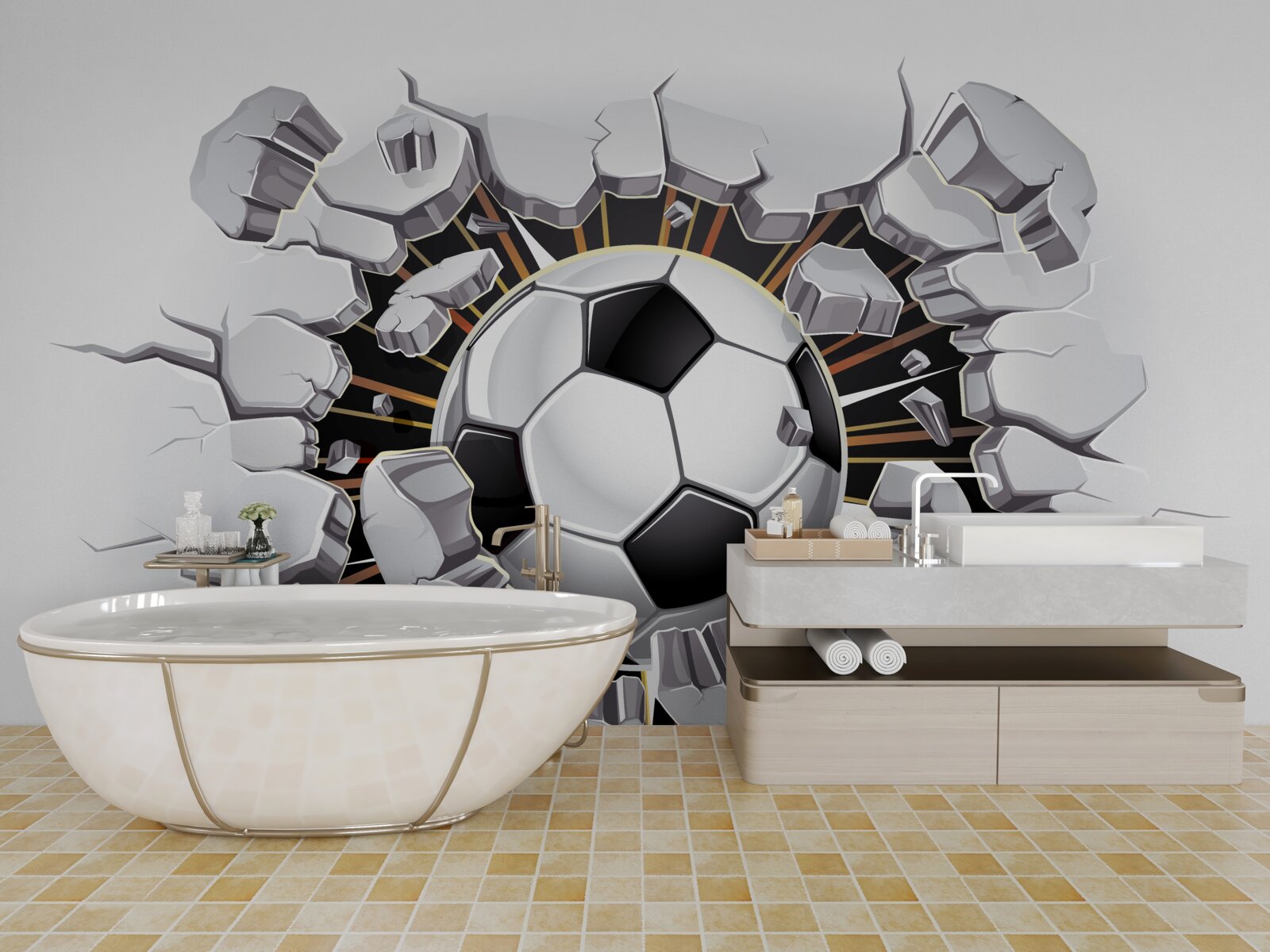 Papier peint football volant dans les airs