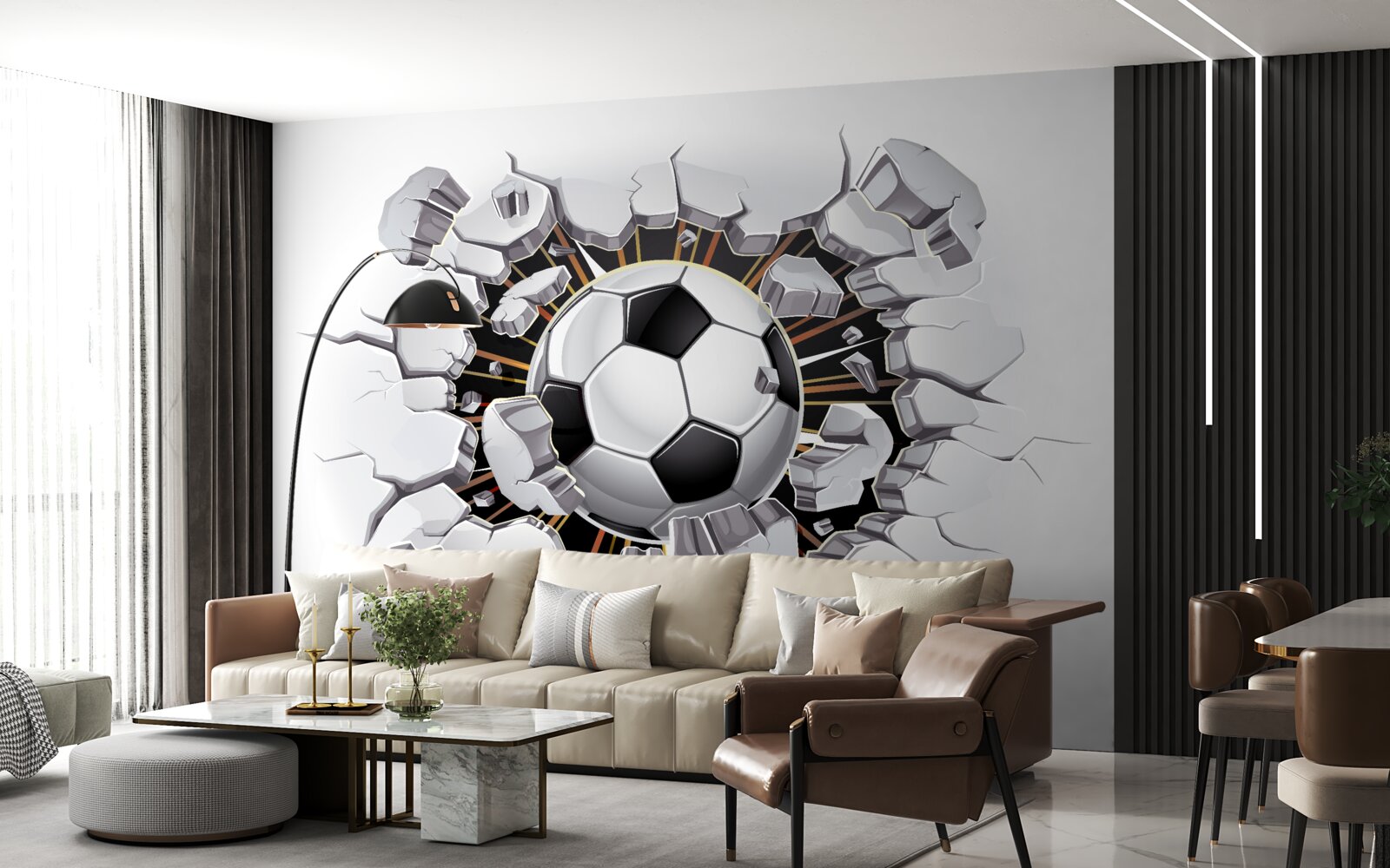 Papier peint football volant dans les airs