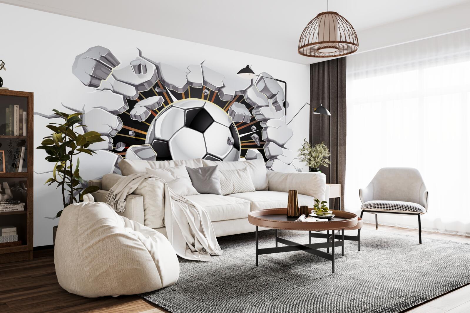 Papier peint football volant dans les airs