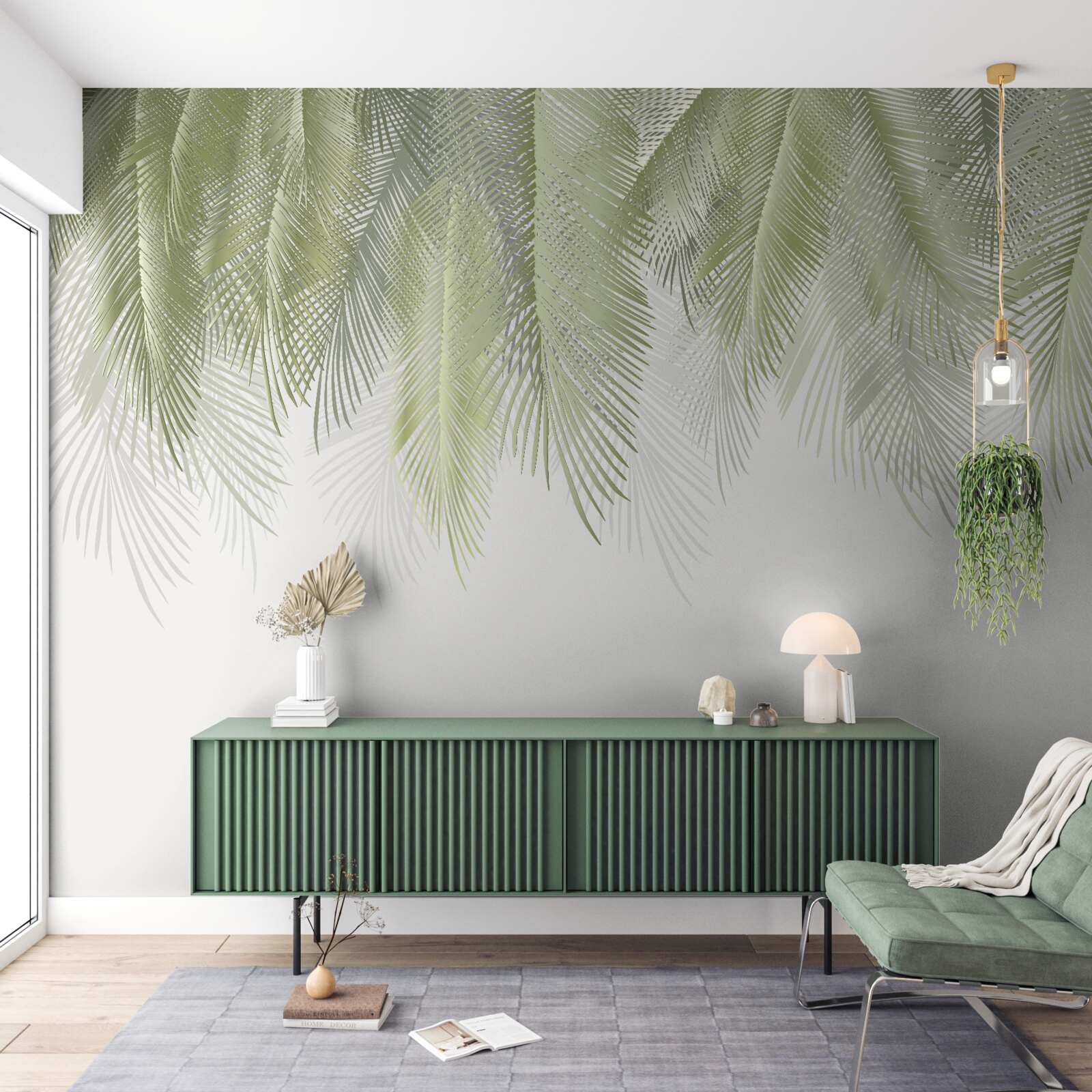 Papier peint Tropiques avec palmiers verts