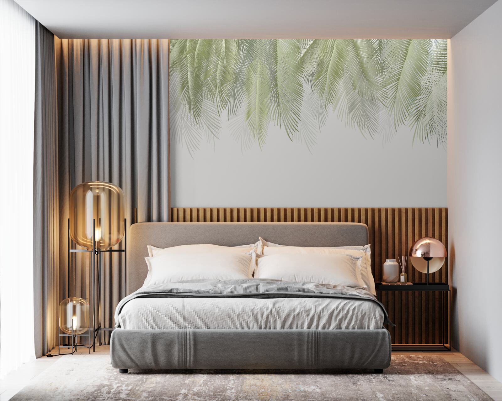 Papier peint Tropiques avec palmiers verts