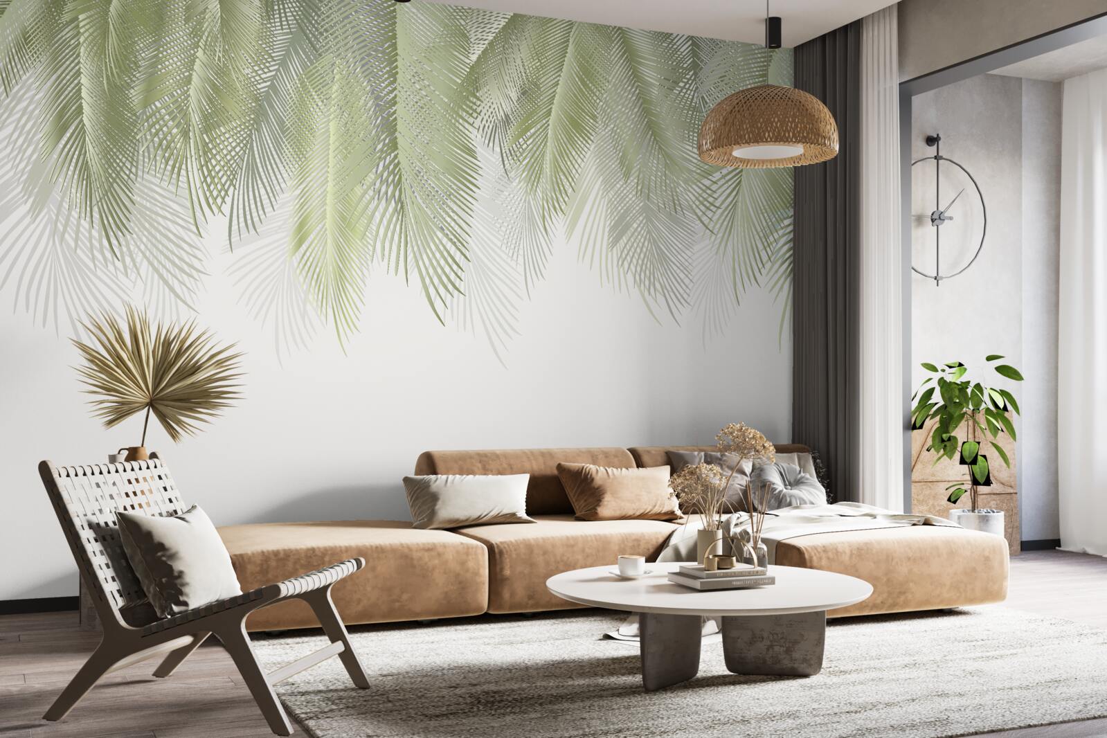 Papier peint Tropiques avec palmiers verts