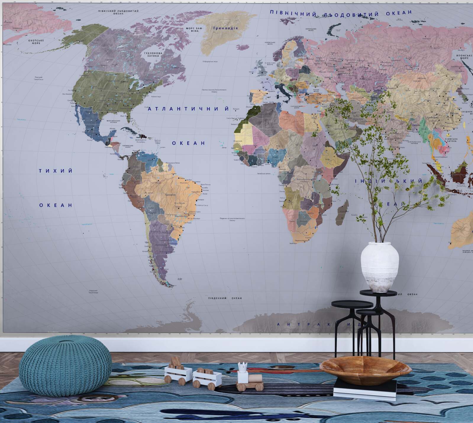 Papier peint carte géographique multicolore de la terre