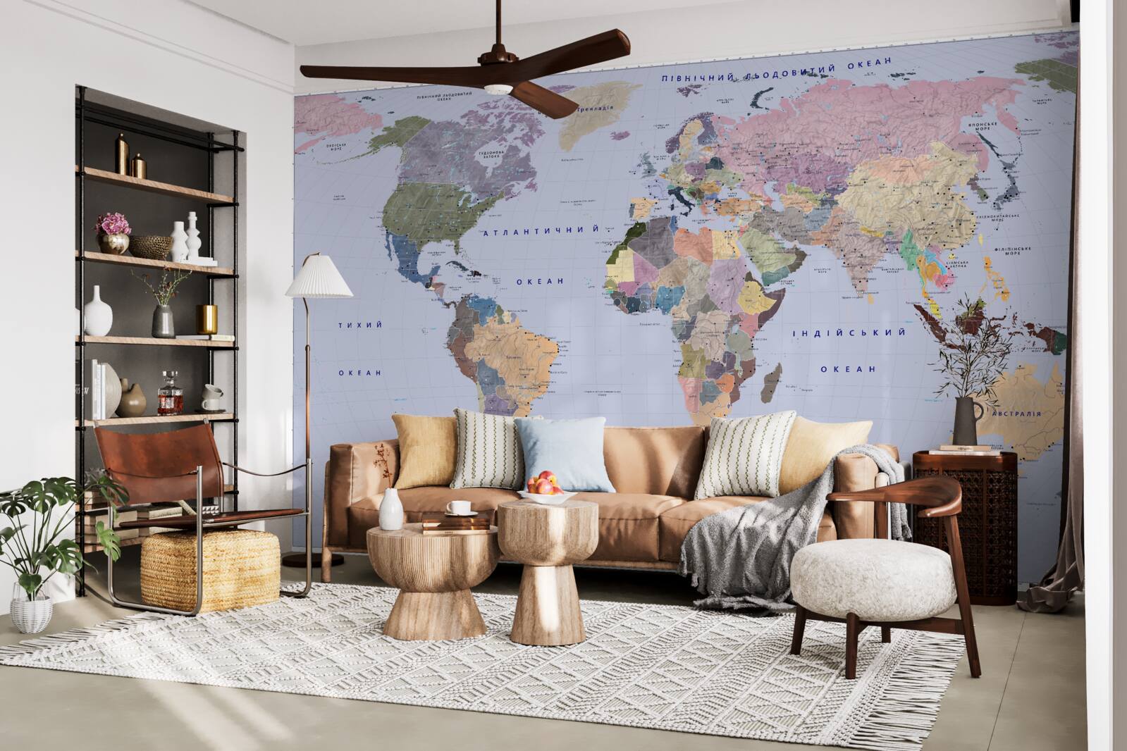 Papier peint carte géographique multicolore de la terre