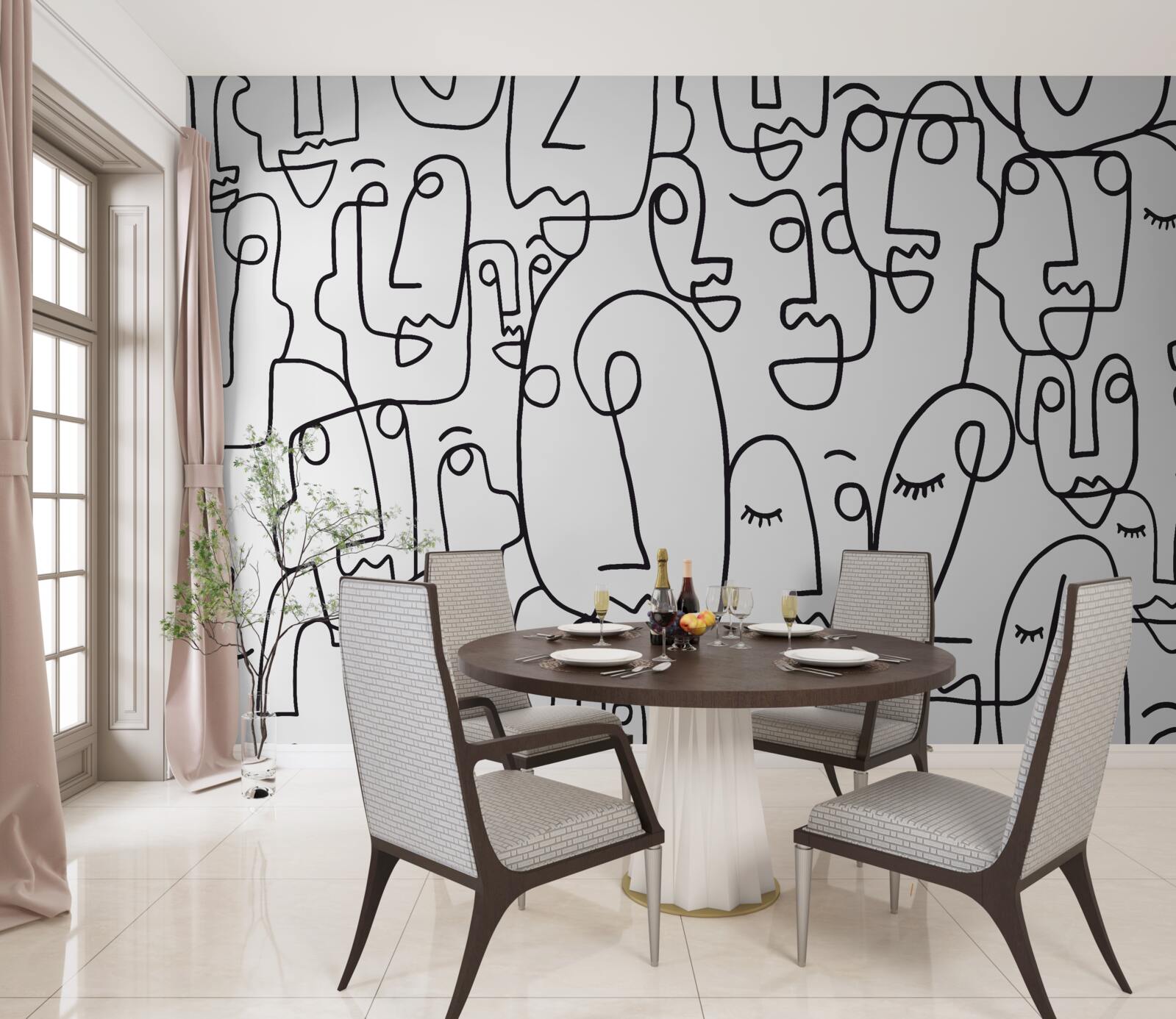 Papier peint les contours du visage féminin