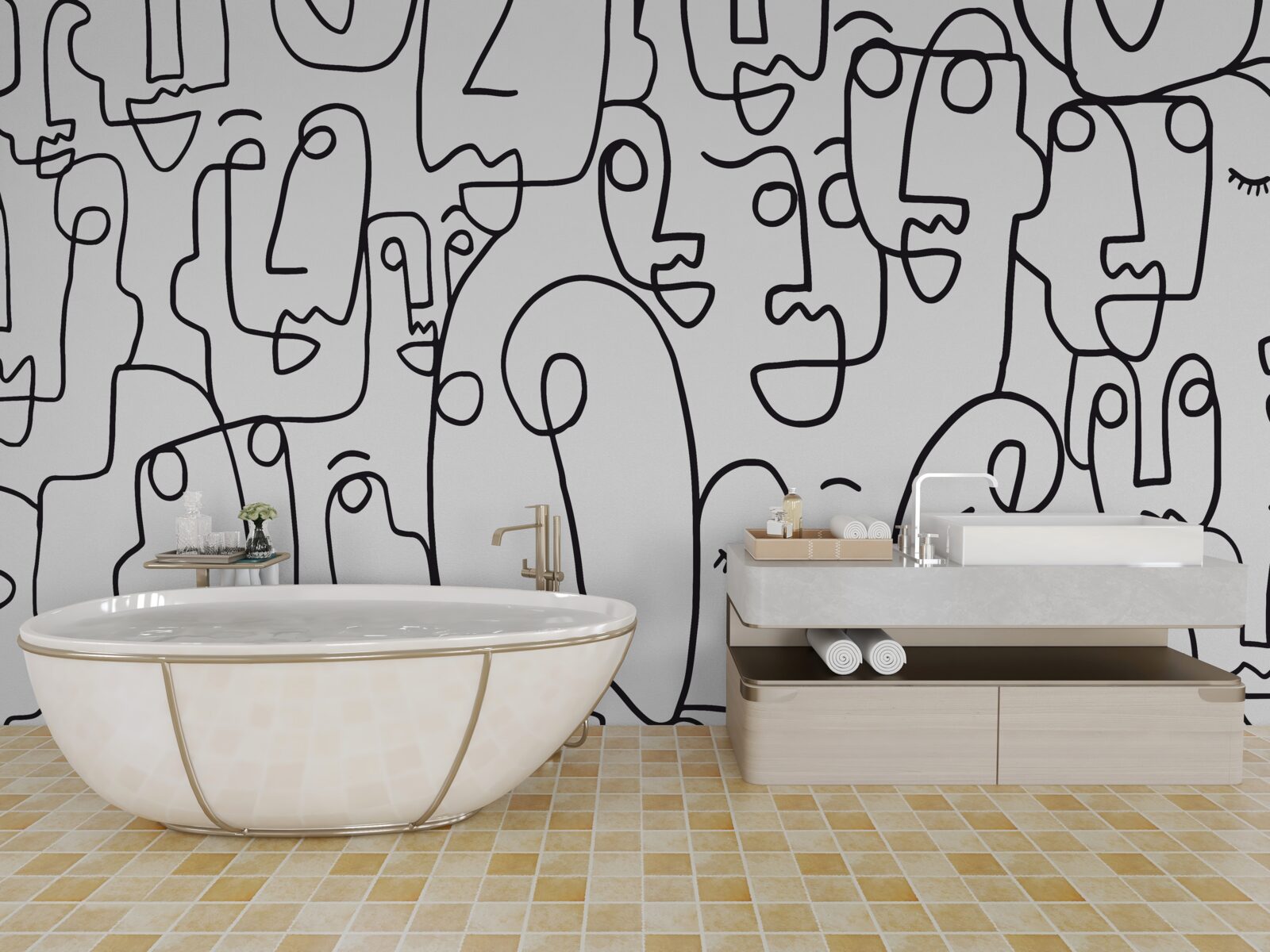 Papier peint les contours du visage féminin