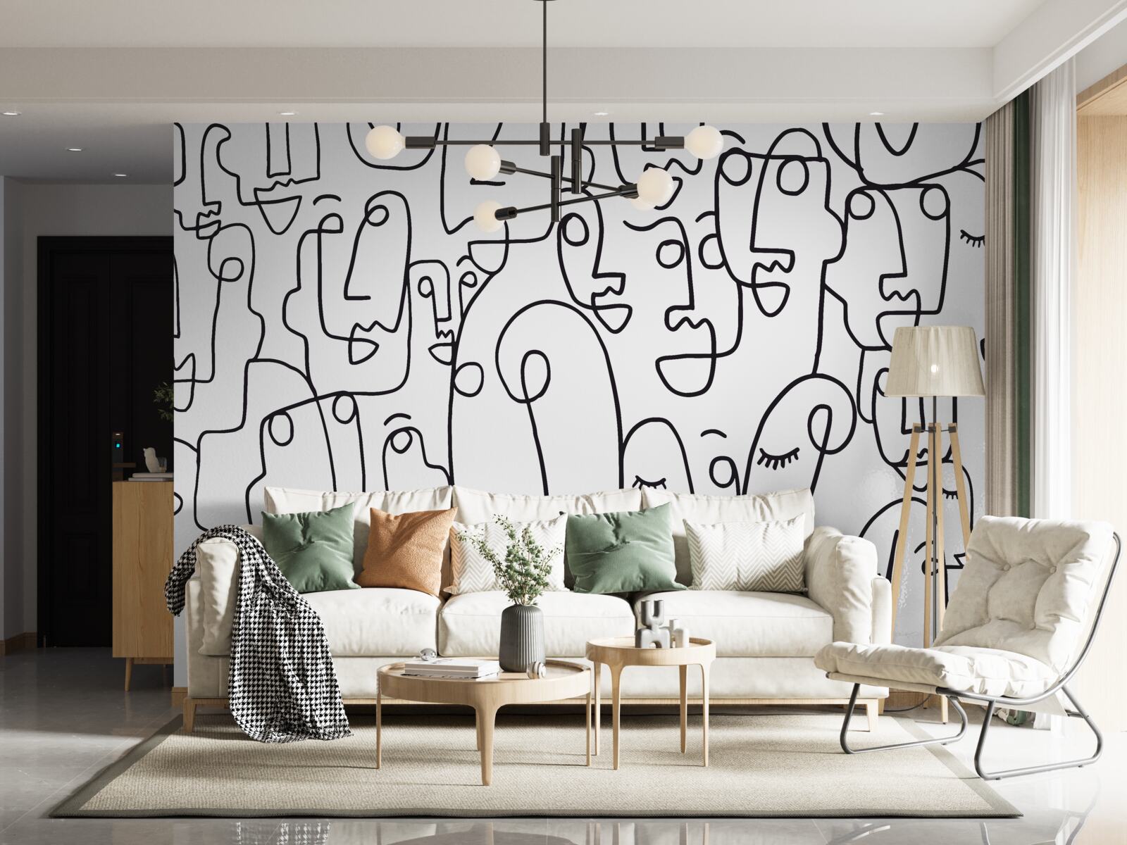 Papier peint les contours du visage féminin