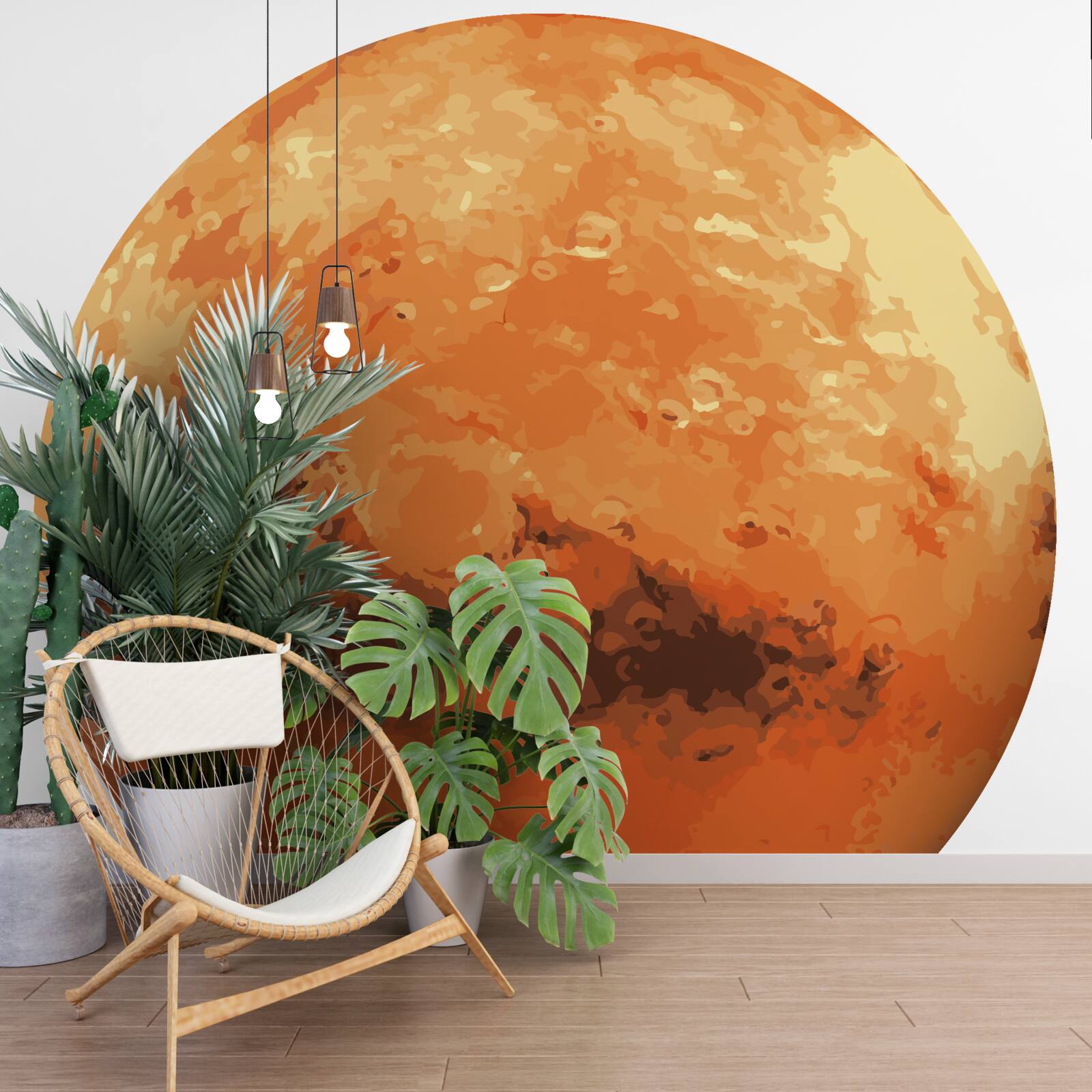 Papier peint la planète est rouge-jaune